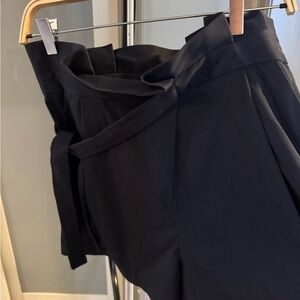 Womens Zara Trf Collection Navy Blue almost black paper bag High Waisted Shorts